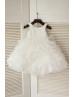 Ivory Organza Ruffled Flower Girl Dress Kid Tutu Dress